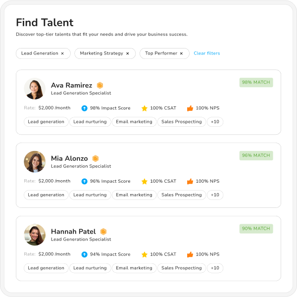 Find talent interface